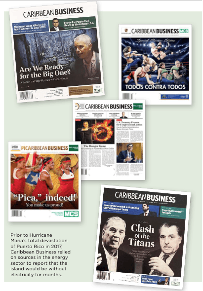 Historic Caribbean Business magazine covers spanning four decades of coverage.